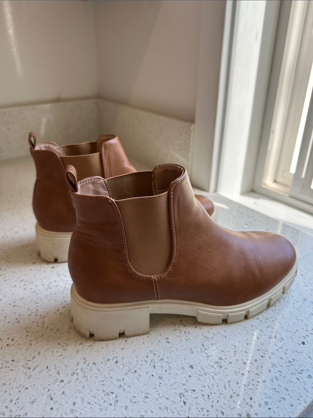 Target Tan Chelsea Booties with Cream Lug Sole